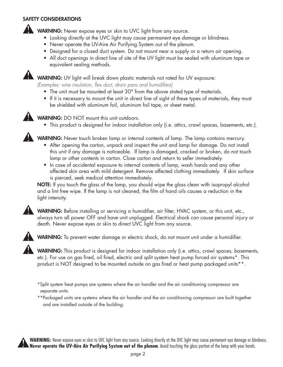 Field Controls UV-Aire UV-16/120 User Manual | Page 2 / 8