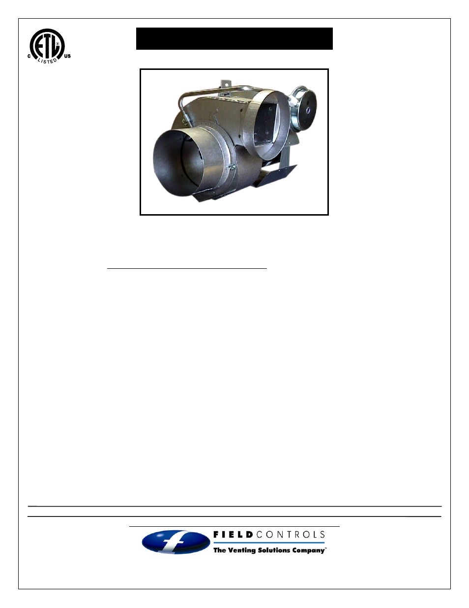 Field Controls PVO-600 User Manual | 12 pages