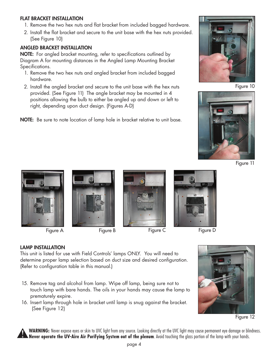 Field Controls UV-AIRE UV-E User Manual | Page 4 / 8