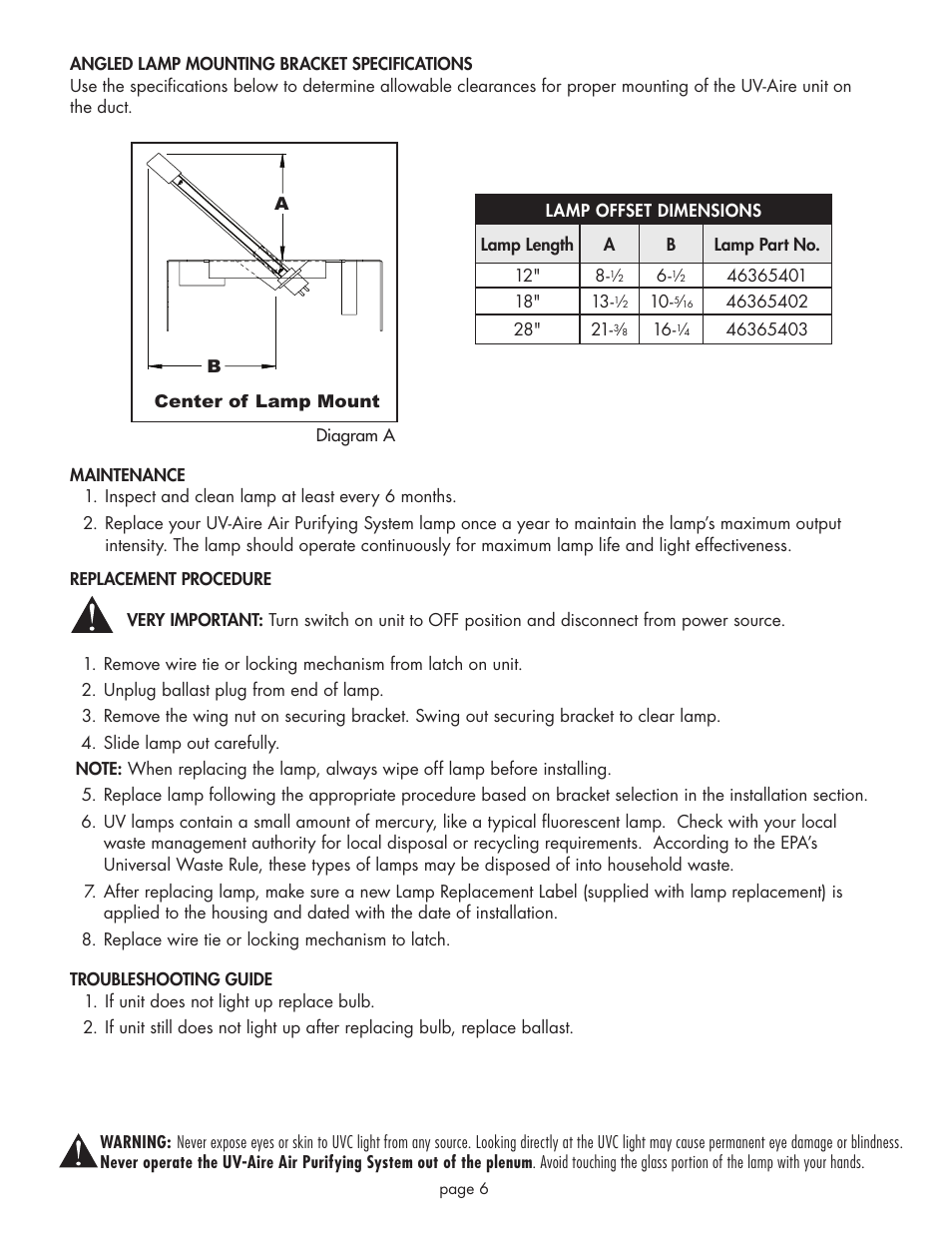 Field Controls UV-AIRE UV-E User Manual | Page 6 / 8