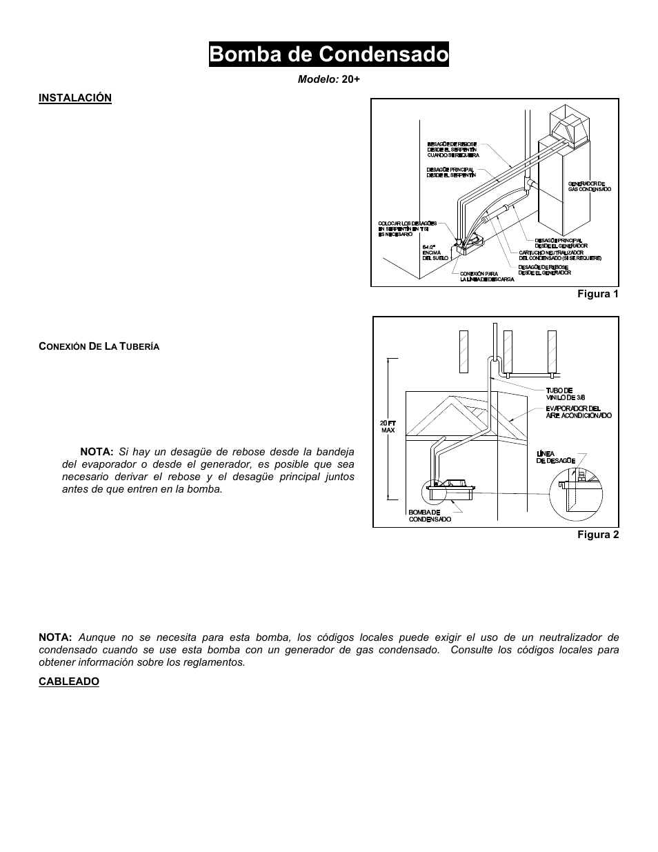 Bomba de condensado | Field Controls 20+UL User Manual | Page 8 / 12