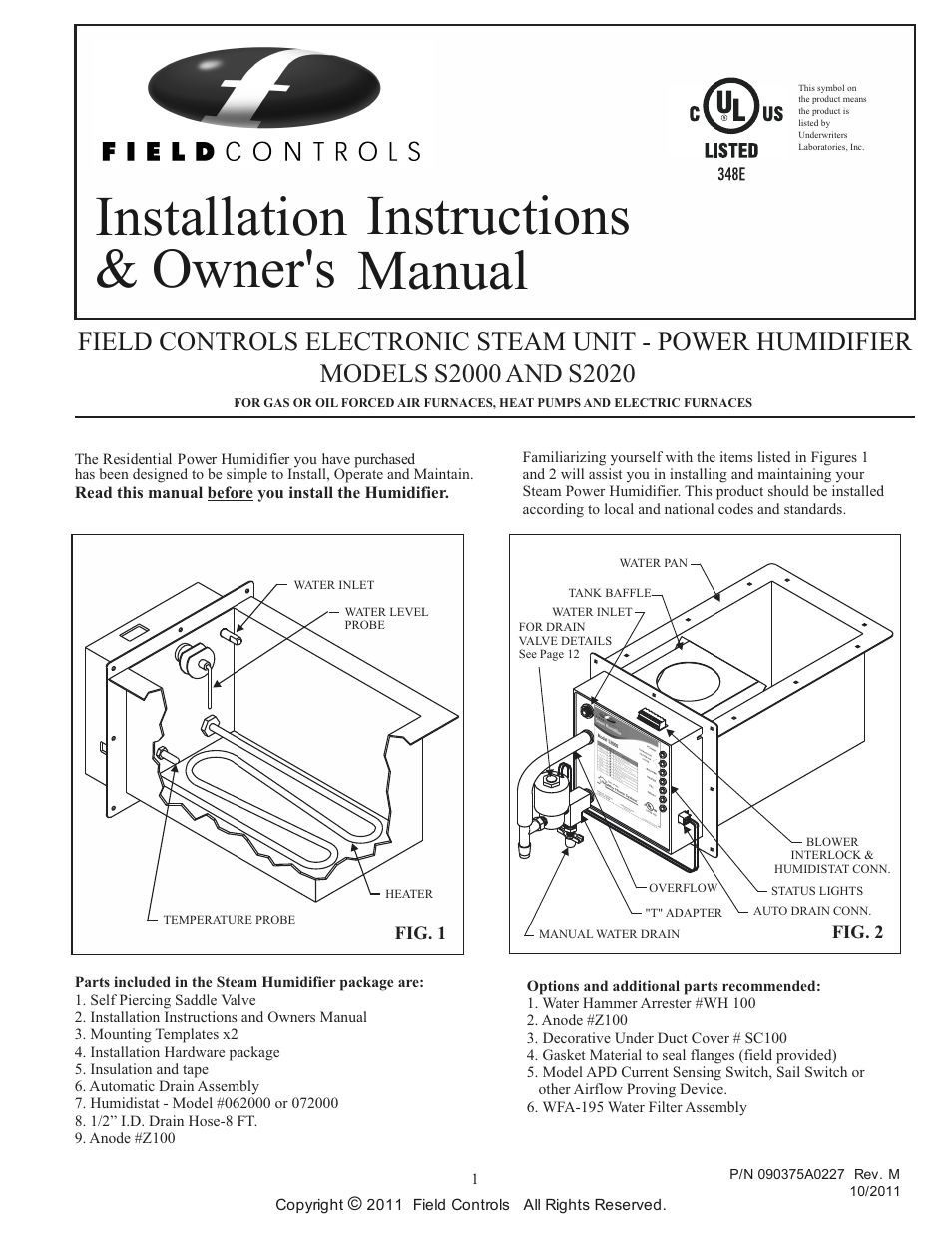 Field Controls Electronic Steam Unit - Power S2000 User Manual | 16 pages