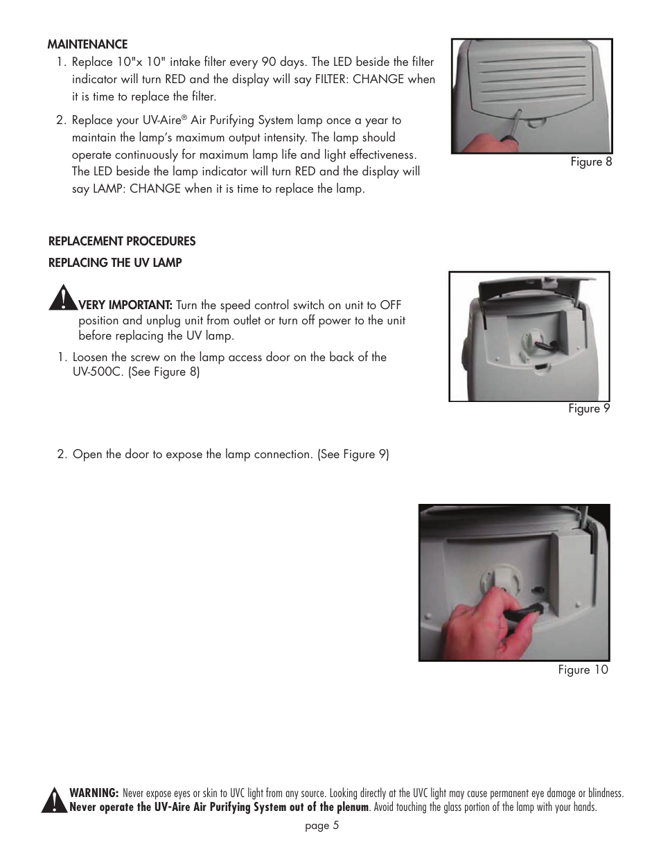 Field Controls UV-Aire Air Purifying System UV-500C User Manual | Page 5 / 8