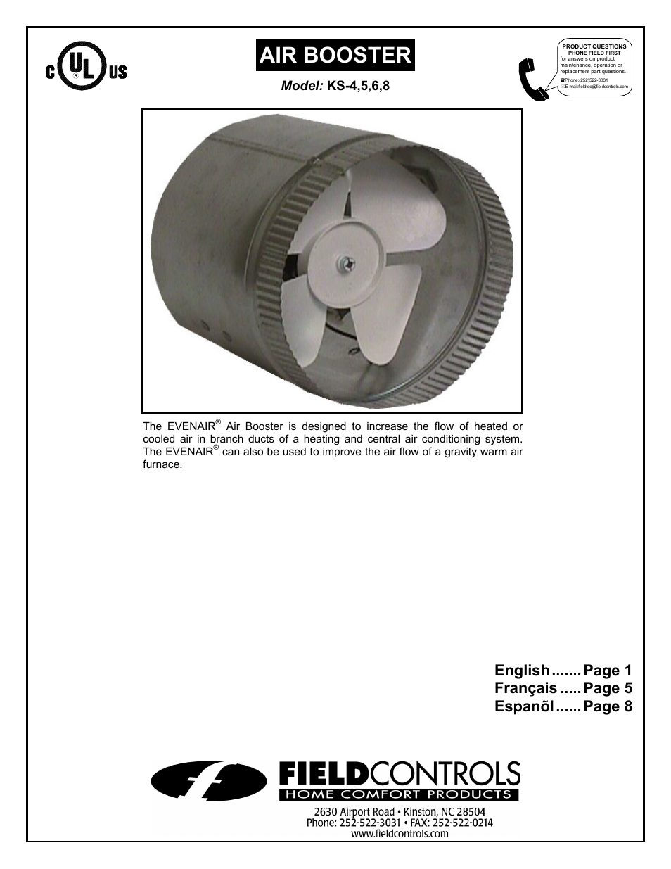 Field Controls TB26TB User Manual | 12 pages
