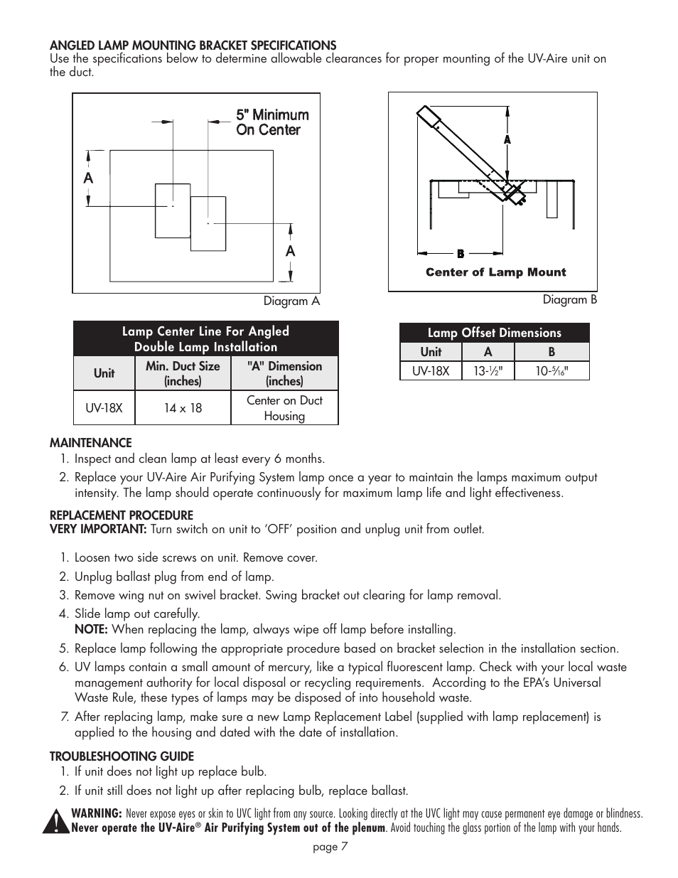 Field Controls UV-18X User Manual | Page 7 / 8