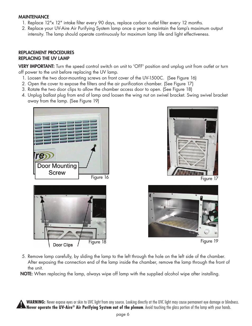 Field Controls UV-AIRE UV-1500C User Manual | Page 6 / 8
