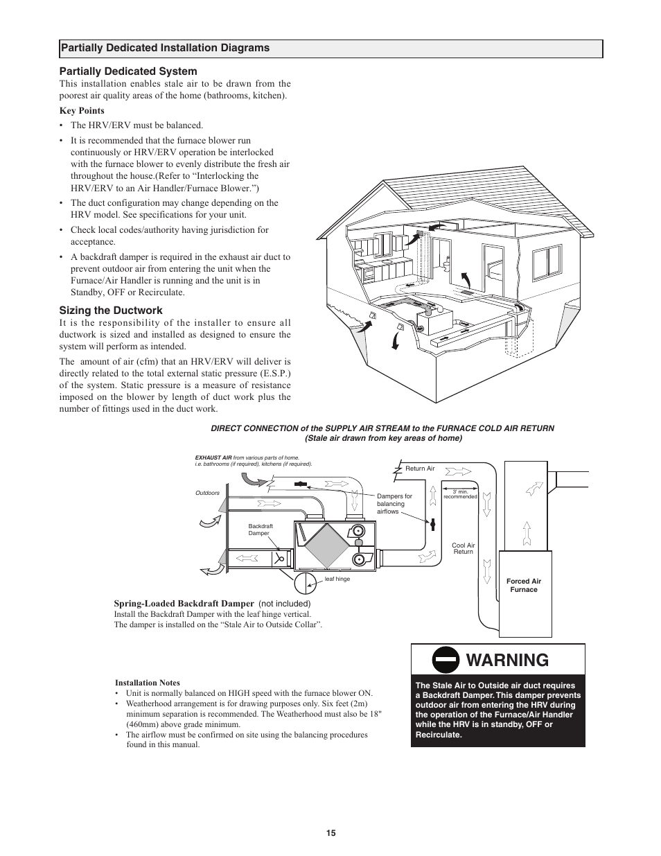 Warning | Field Controls Heat Recovery Ventilator FC95HRV. User Manual | Page 15 / 32