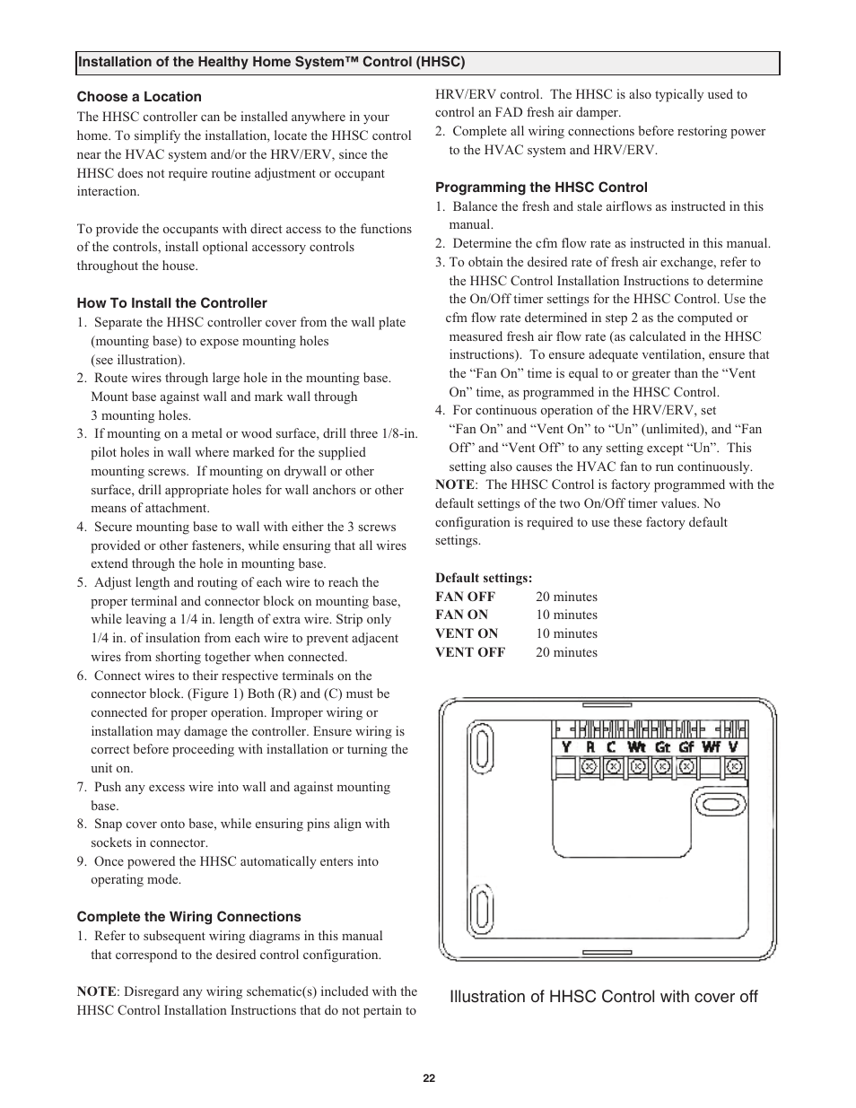 Field Controls Heat Recovery Ventilator FC95HRV. User Manual | Page 22 / 32