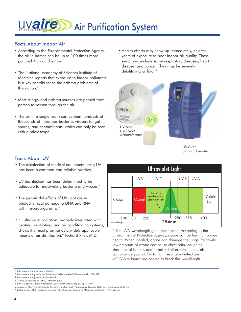 Uv-aire, Air purification system | Field Controls Solution For Great Indoors 24v User Manual | Page 4 / 12