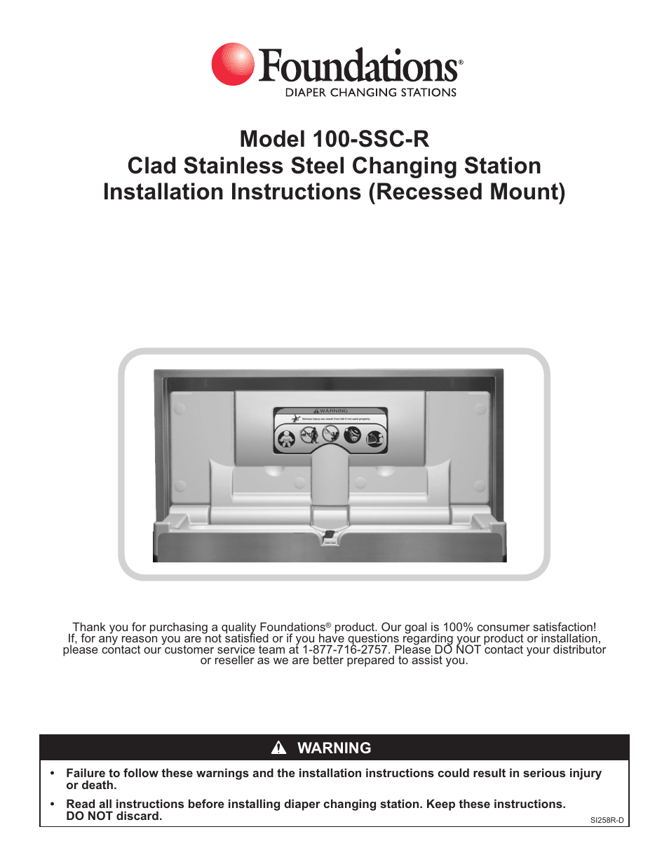 Foundations 100-SSC-R User Manual | 3 pages