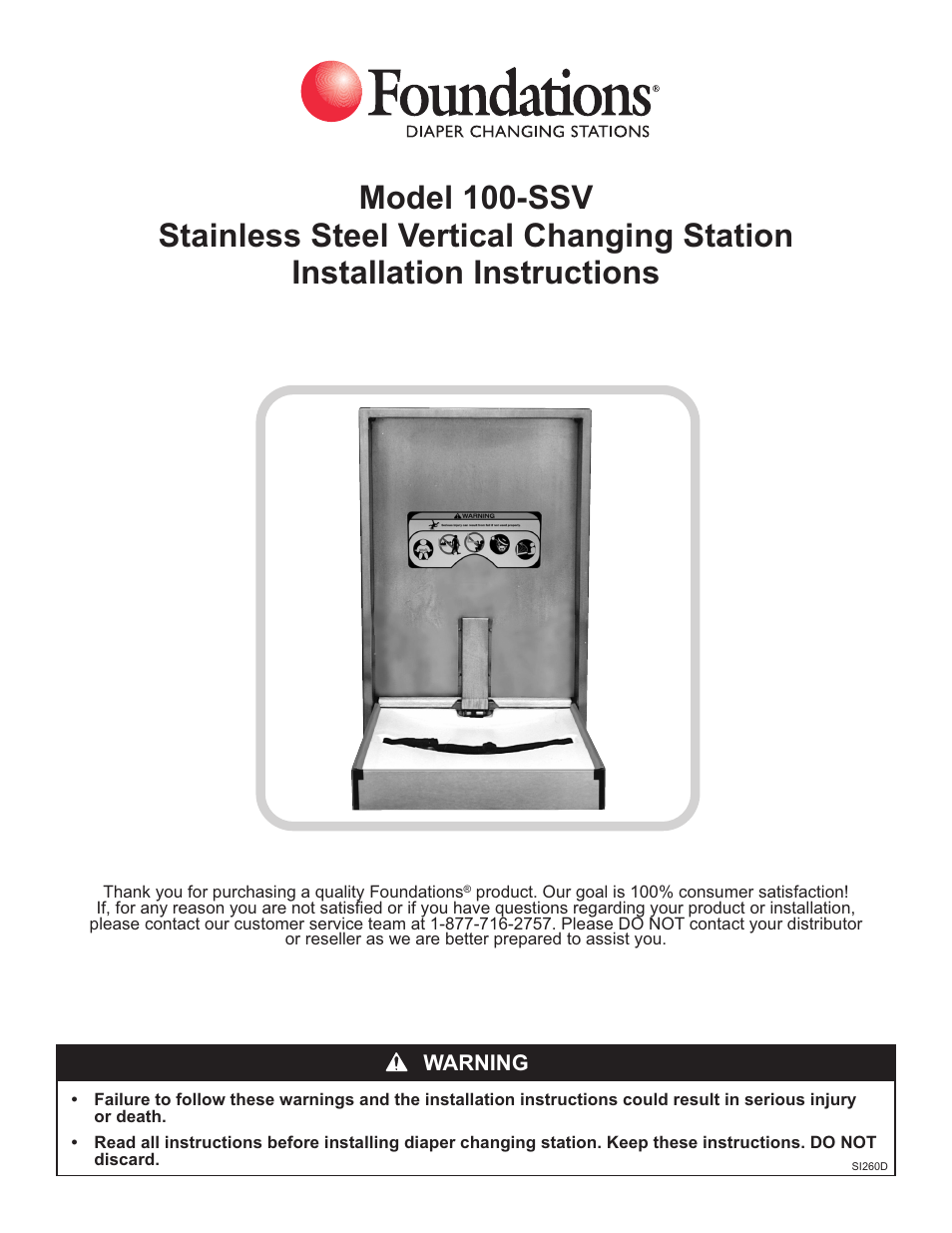 Foundations 100-SSV User Manual | 3 pages
