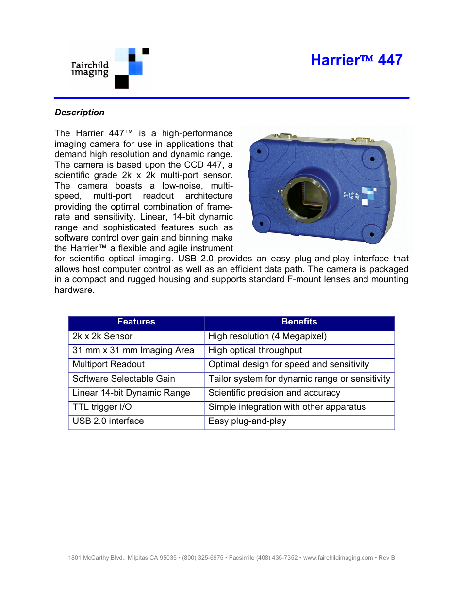 Fairchild Harrier 447 User Manual | 2 pages