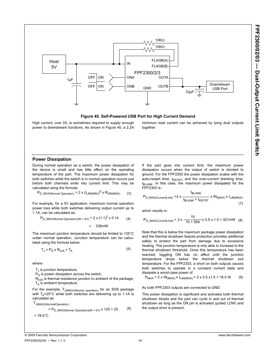 Power dissipation, Host 5v | Fairchild FPF2300 User Manual | Page 14 / 19