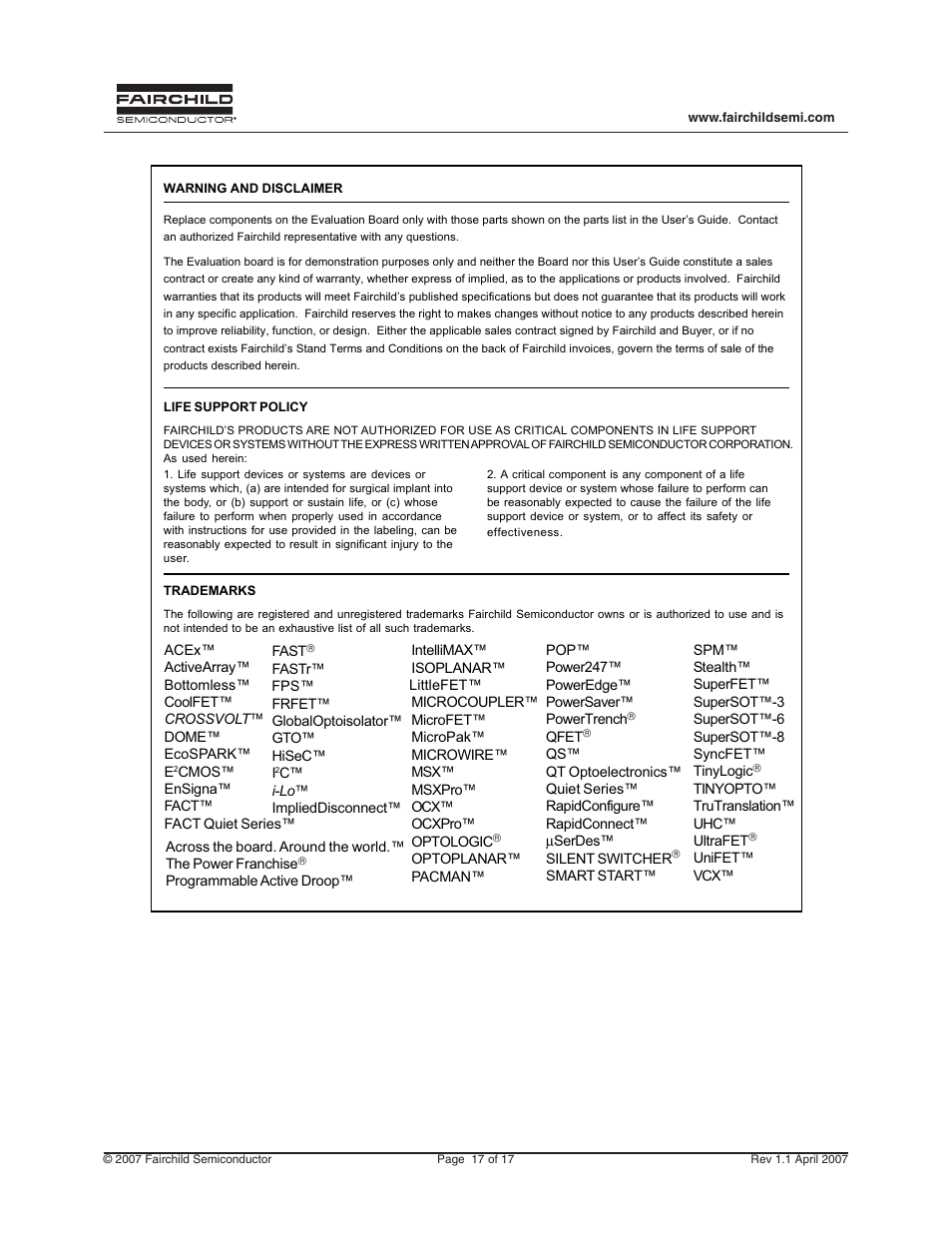 Fairchild FEB157-001 User Manual | Page 17 / 17