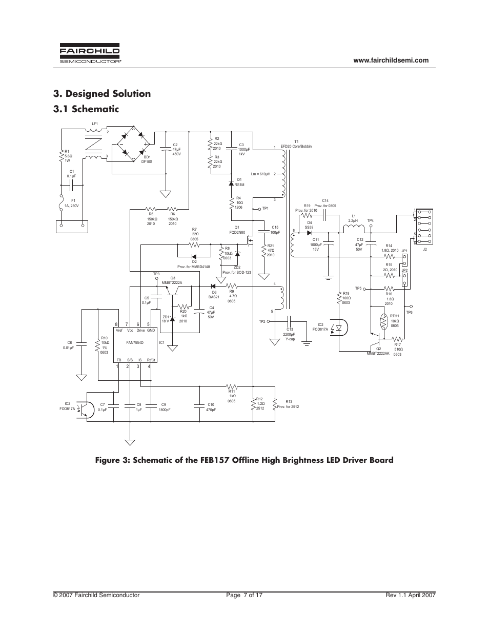 Designed solution 3.1 schematic | Fairchild FEB157-001 User Manual | Page 7 / 17