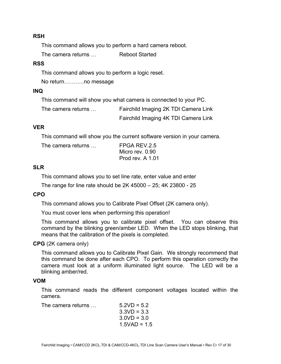 Fairchild CAM/CCD-4KCL.TDI User Manual | Page 17 / 30
