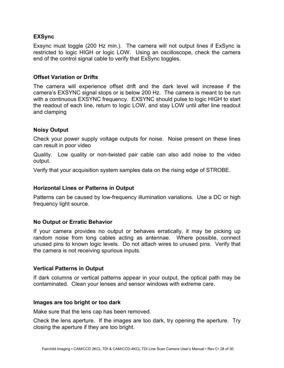 Fairchild CAM/CCD-4KCL.TDI User Manual | Page 28 / 30