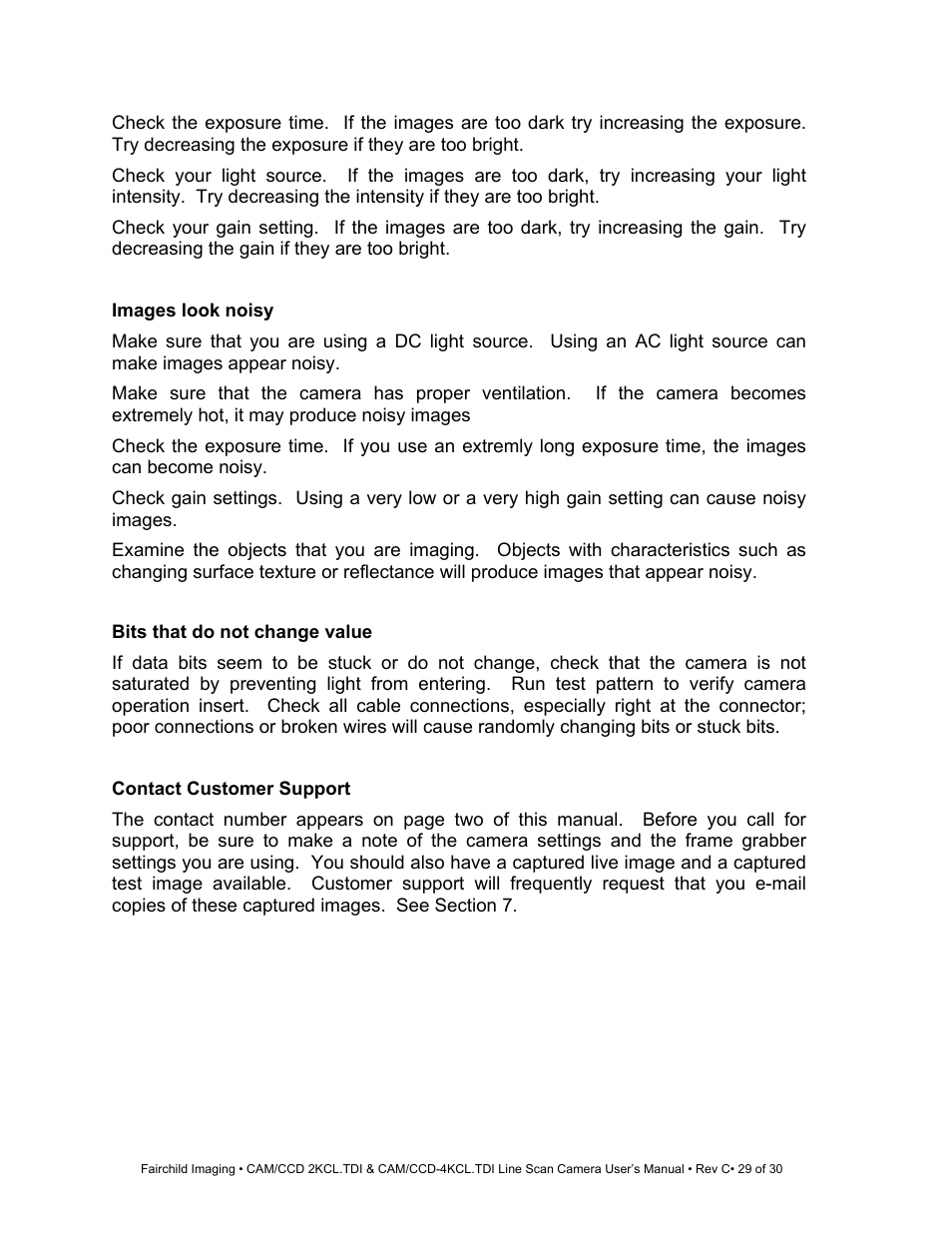 Fairchild CAM/CCD-4KCL.TDI User Manual | Page 29 / 30