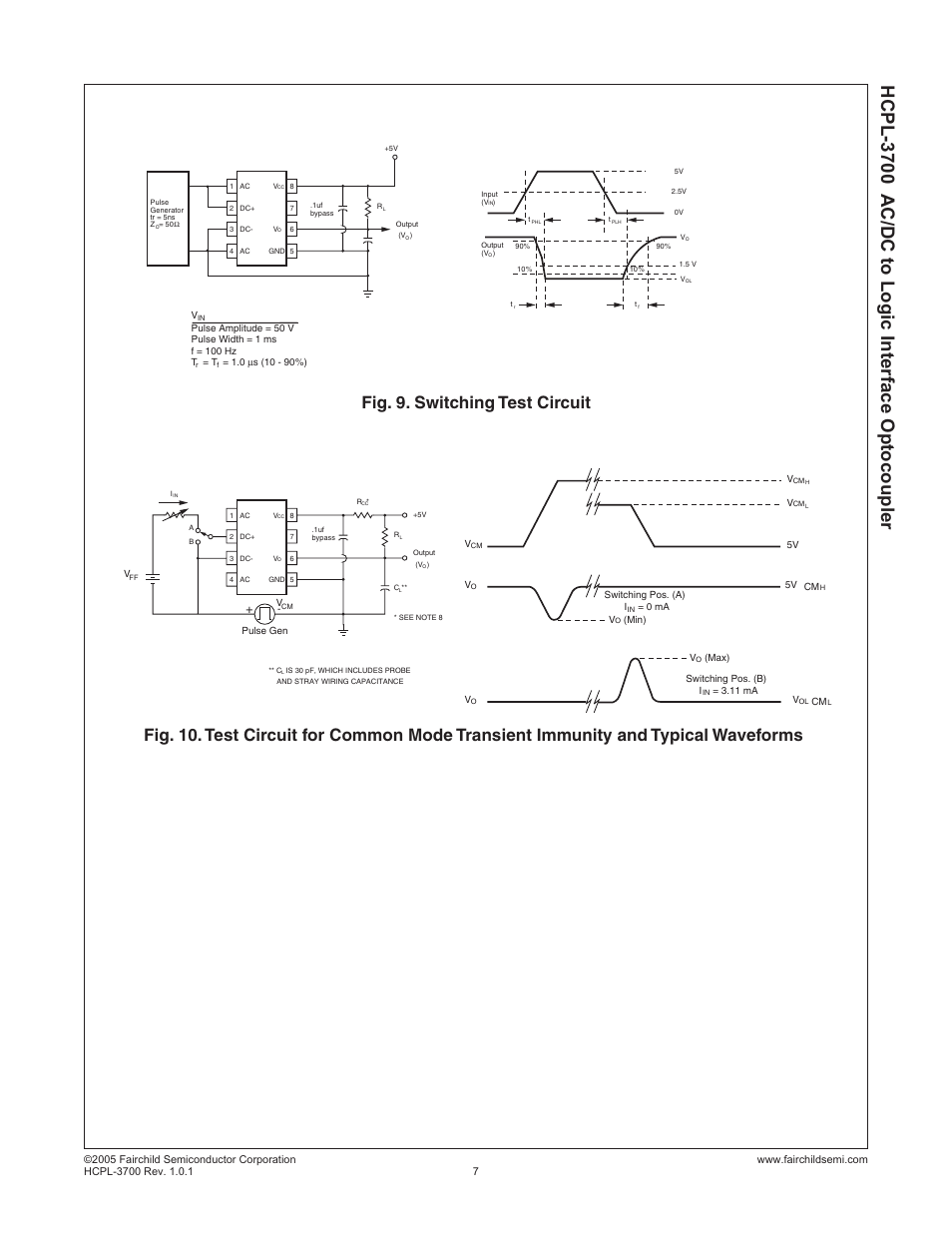 Hcpl-3700 a c/dc to logic interface optocoupler | Fairchild AC/DC to Logic Interface Optocoupler HCPL-3700 User Manual | Page 7 / 11