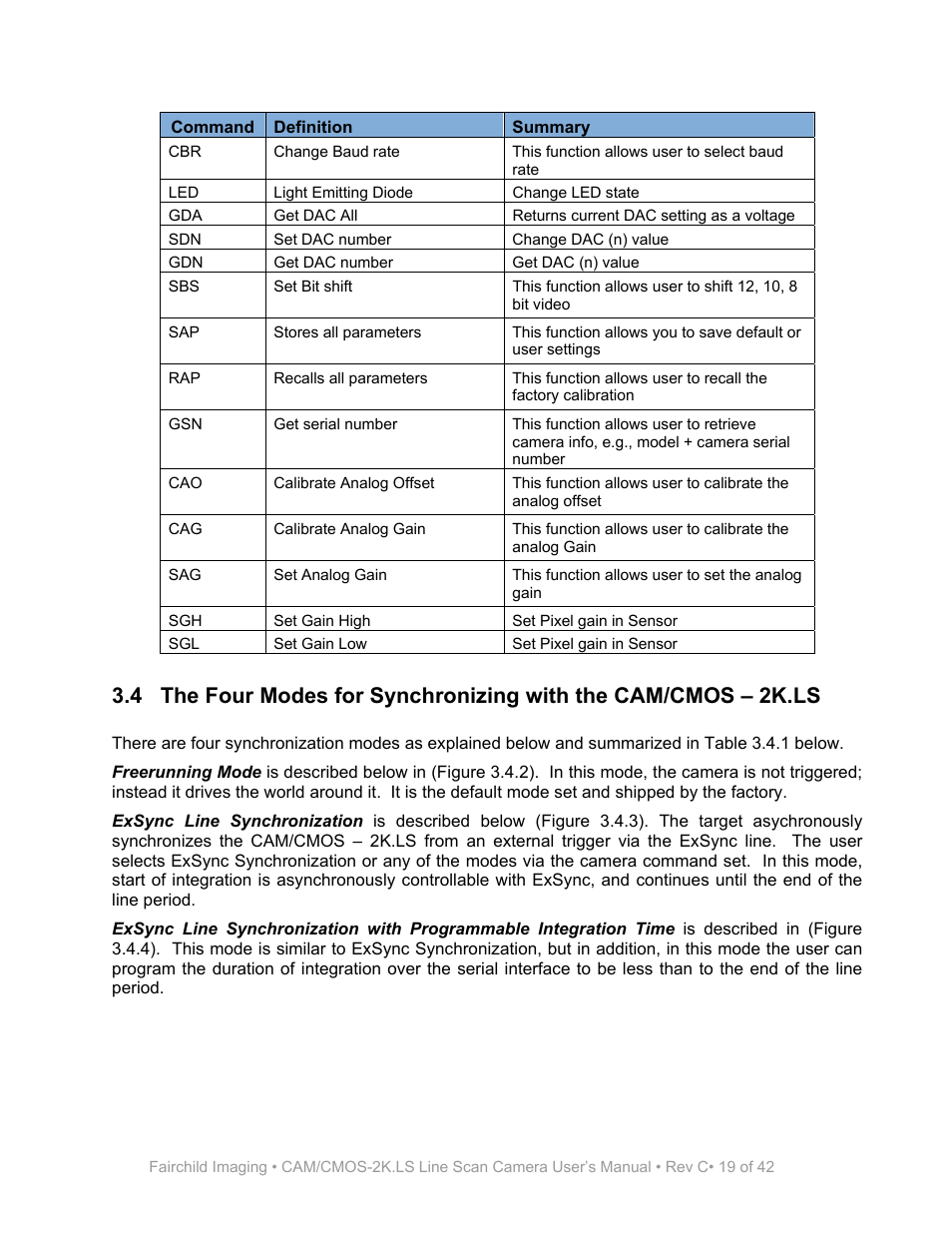 Fairchild CAM/CMOS-2K.LS User Manual | Page 19 / 42