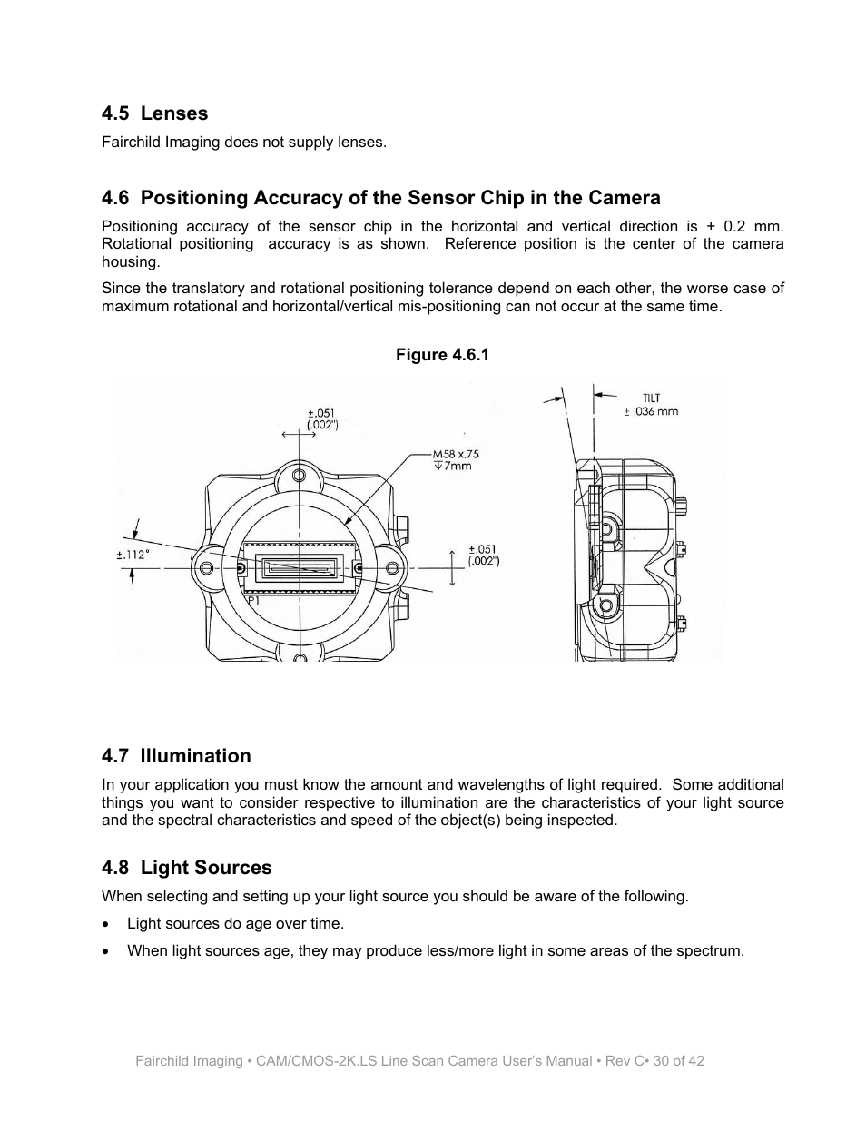Figure 4.6.1, 5 lenses, 7 illumination | 8 light sources | Fairchild CAM/CMOS-2K.LS User Manual | Page 30 / 42