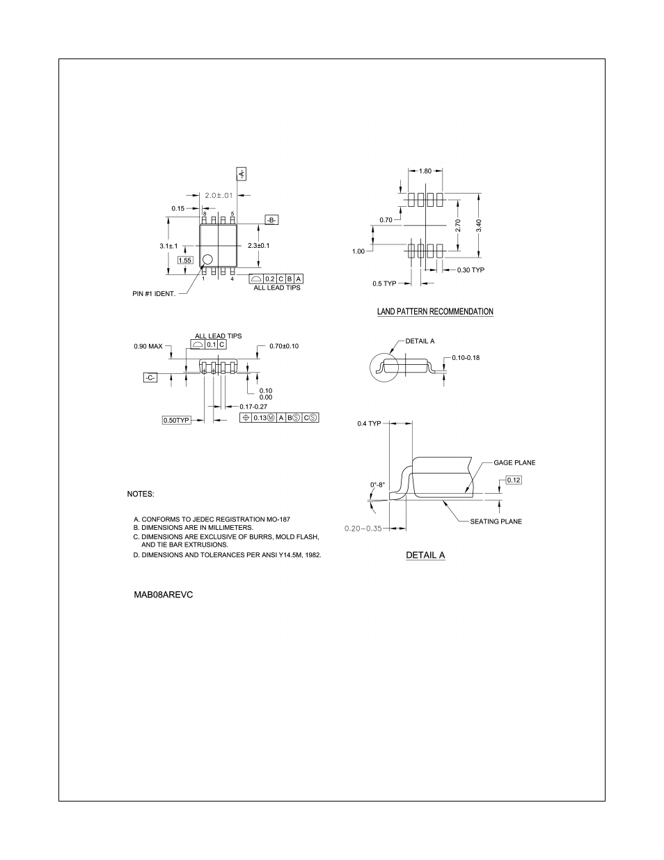 Fsa3357 physical dimensions | Fairchild FSA3357 User Manual | Page 9 / 11