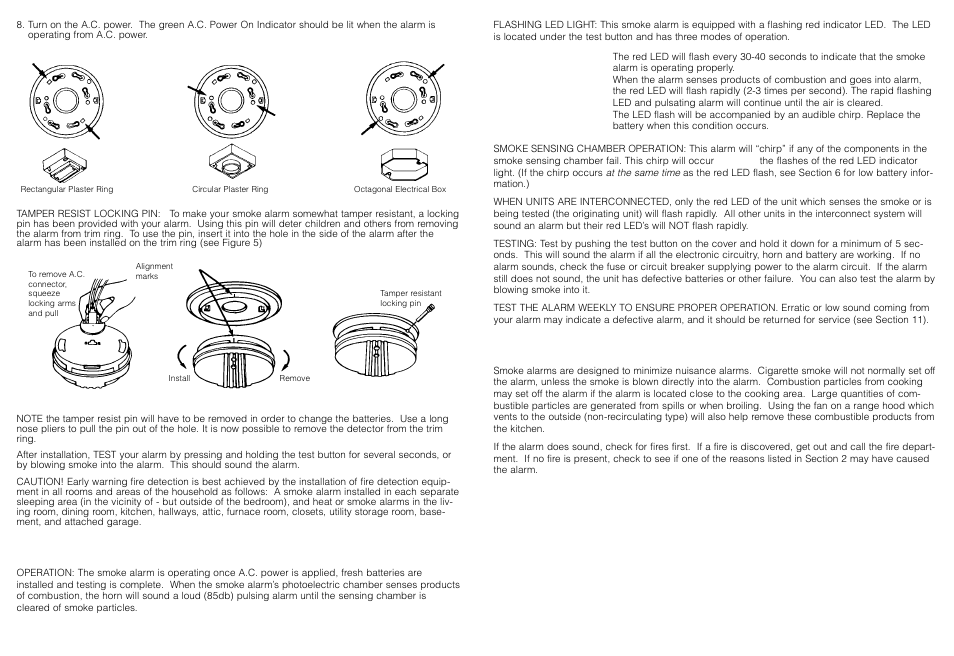 Operation and testing, Nuisance alarms, Maintenance | Alarm removal | Fyrnetics PE120 User Manual | Page 4 / 6