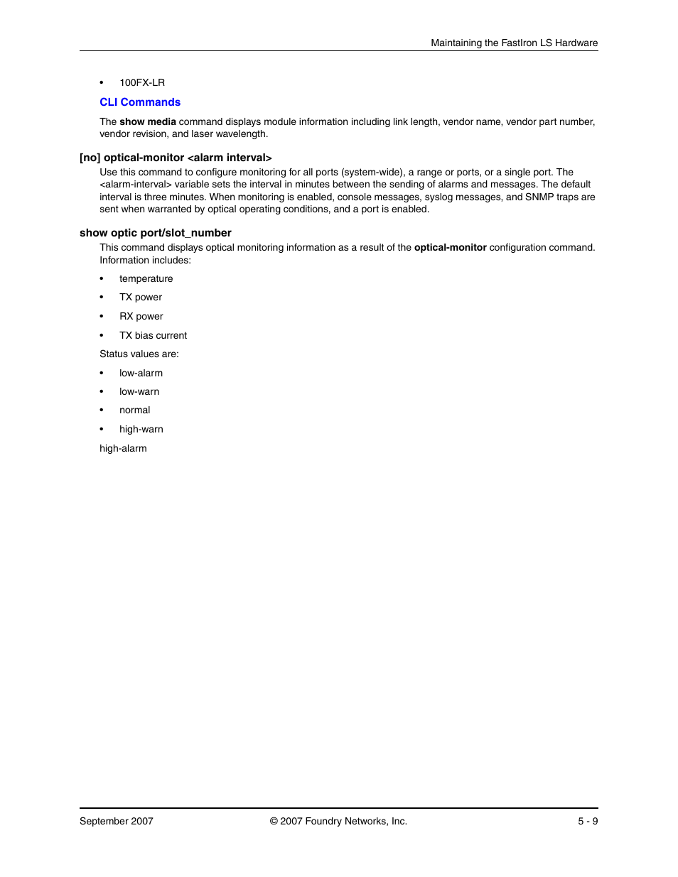 Cli commands | Foundry Networks LS 648 User Manual | Page 51 / 76