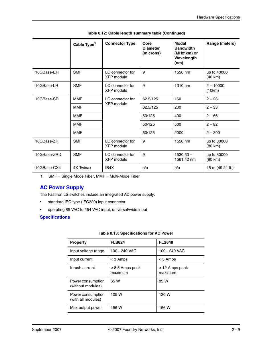 Ac power supply, Ac p, Ower | Upply | Foundry Networks LS 648 User Manual | Page 63 / 76