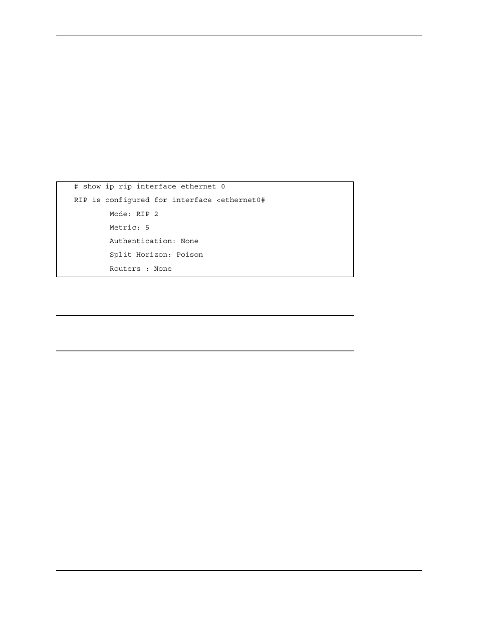 Show ip rip interface ethernet, Show, Interface | Ethernet | Foundry Networks AR3202-CL User Manual | Page 212 / 293