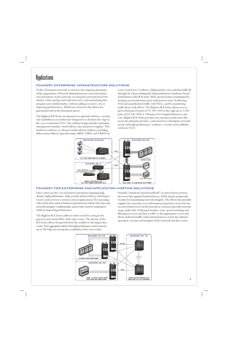 Applications | Foundry Networks BIGIRON RX-32 User Manual | Page 5 / 8