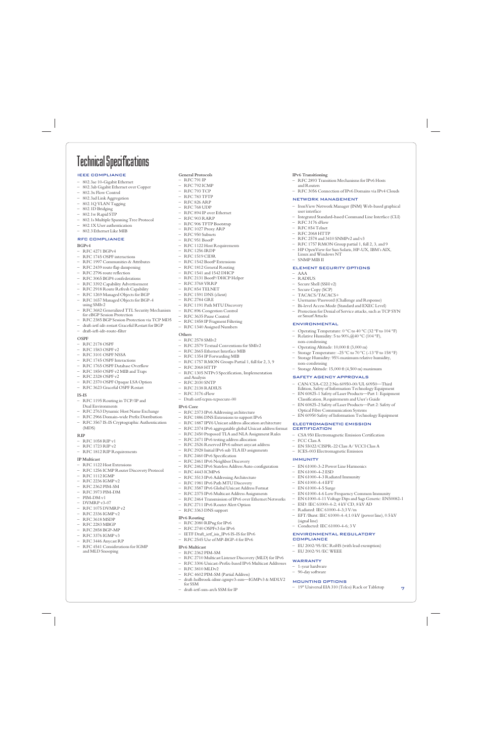 Technical specifications | Foundry Networks BIGIRON RX-32 User Manual | Page 7 / 8