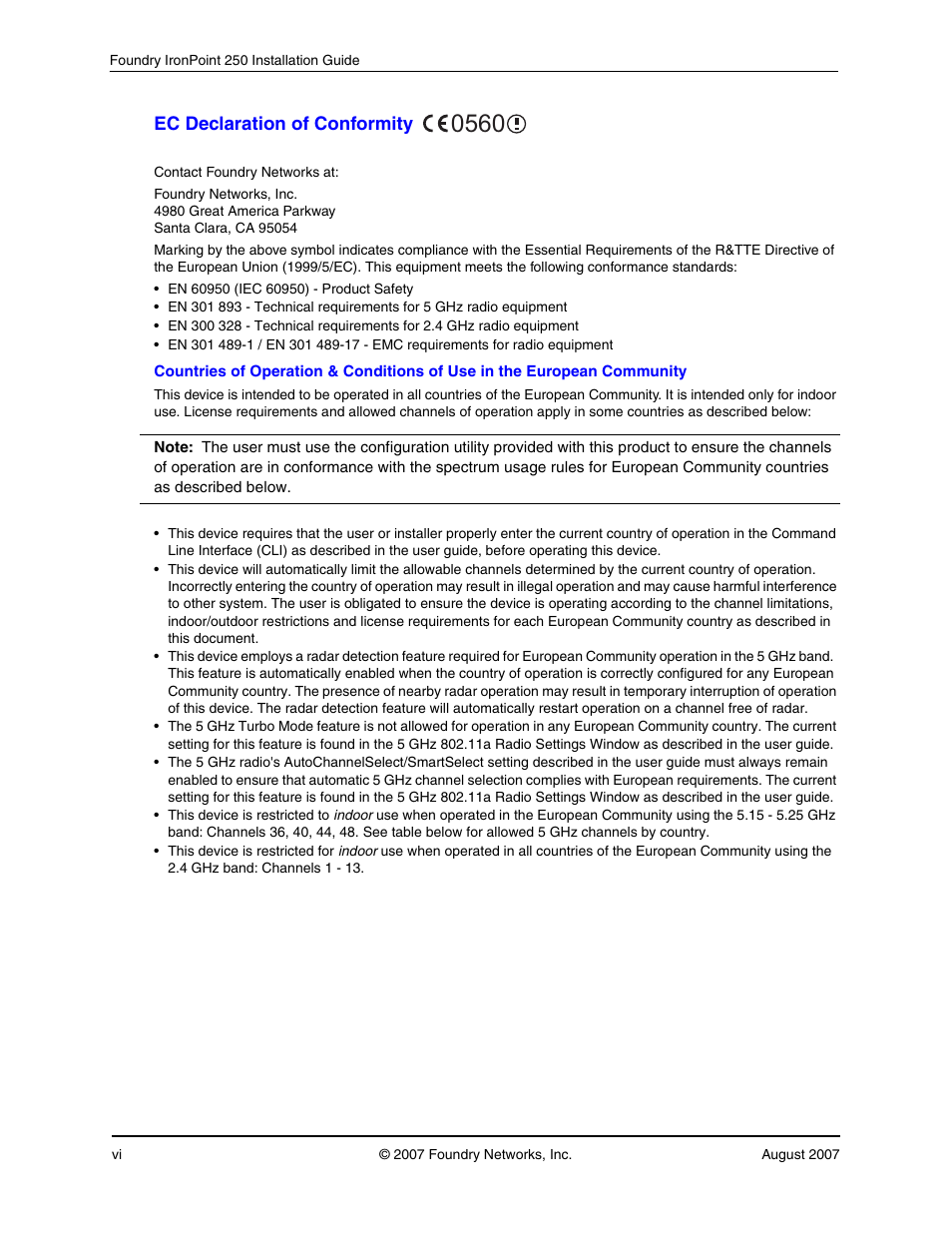 Foundry Networks IRONPOINT 250 User Manual | Page 6 / 64