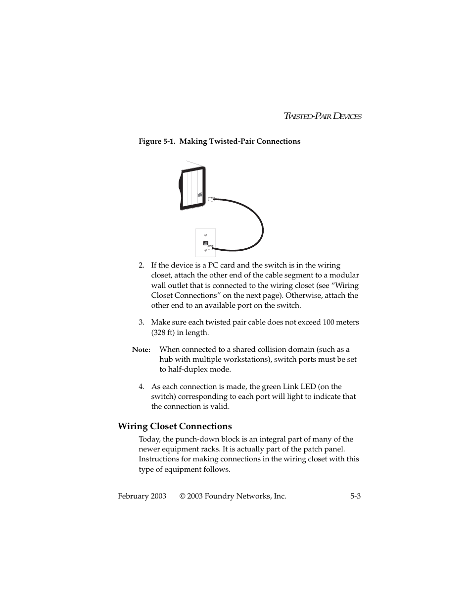Wiring closet connections, Wiring closet connections -3 | Foundry Networks 2402CF User Manual | Page 37 / 66