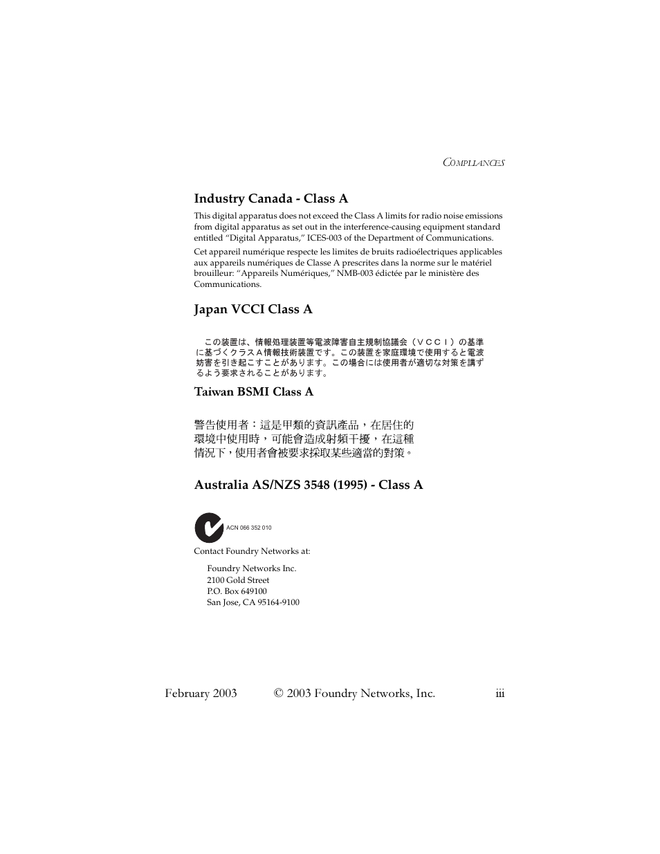 Foundry Networks 2402CF User Manual | Page 5 / 66