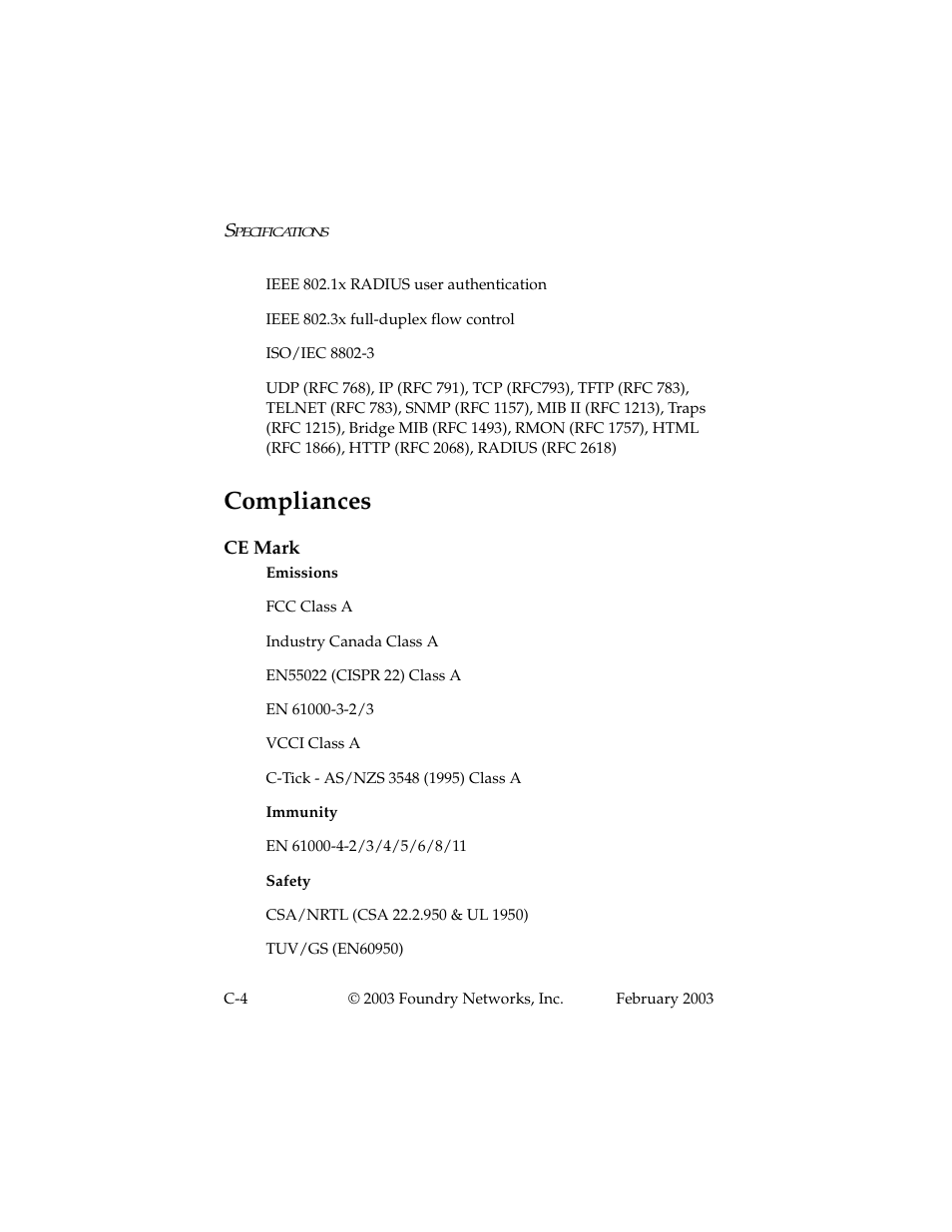 Compliances, Ce mark | Foundry Networks 2402CF User Manual | Page 56 / 66