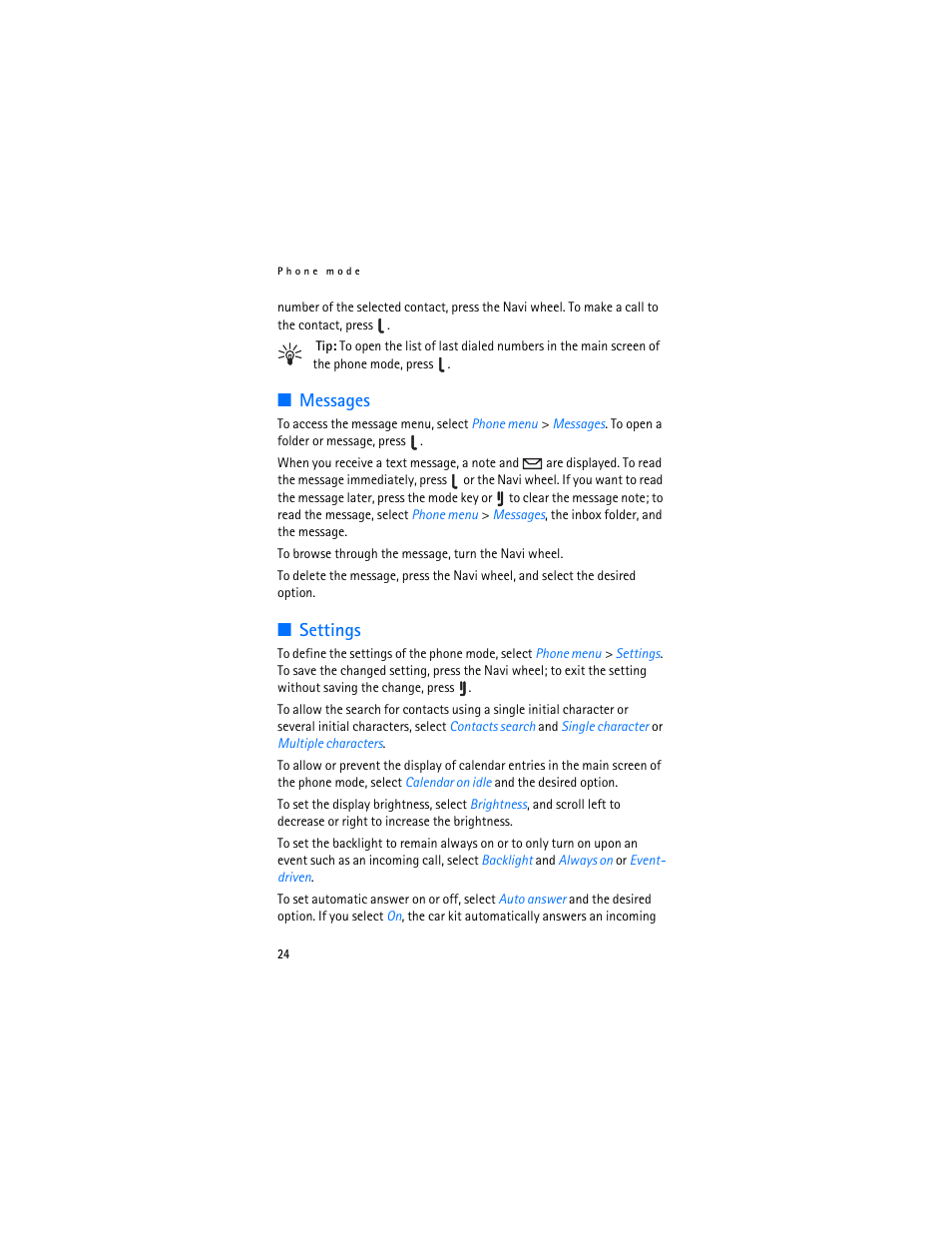 Messages, Settings, Messages settings | Foundry Networks CK-300 User Manual | Page 24 / 29