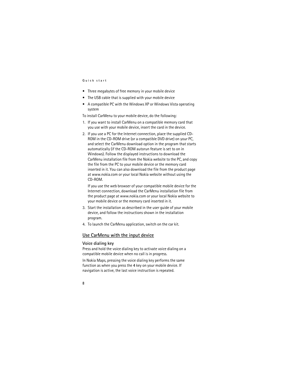 Use carmenu with the input device | Foundry Networks CK-300 User Manual | Page 8 / 29