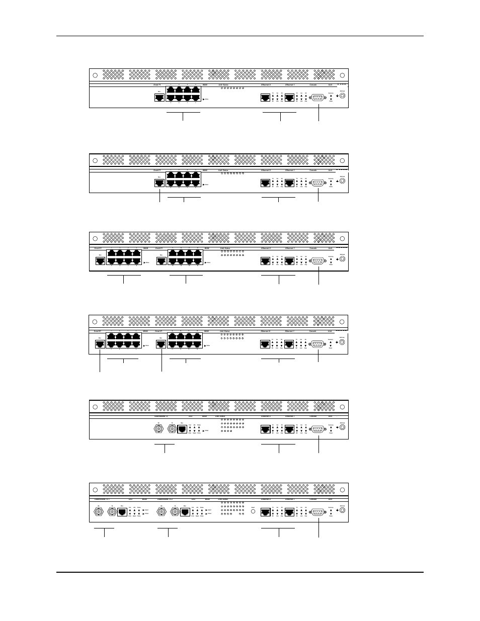 T1 ports ethernet ports console port, E1 ports ethernet ports console port monitor port, T1 ports | Ethernet ports console port channelized t3 ports, Channelized t3 ports, Channelized t3 ports ethernet ports console port | Foundry Networks AR SERIES User Manual | Page 13 / 22