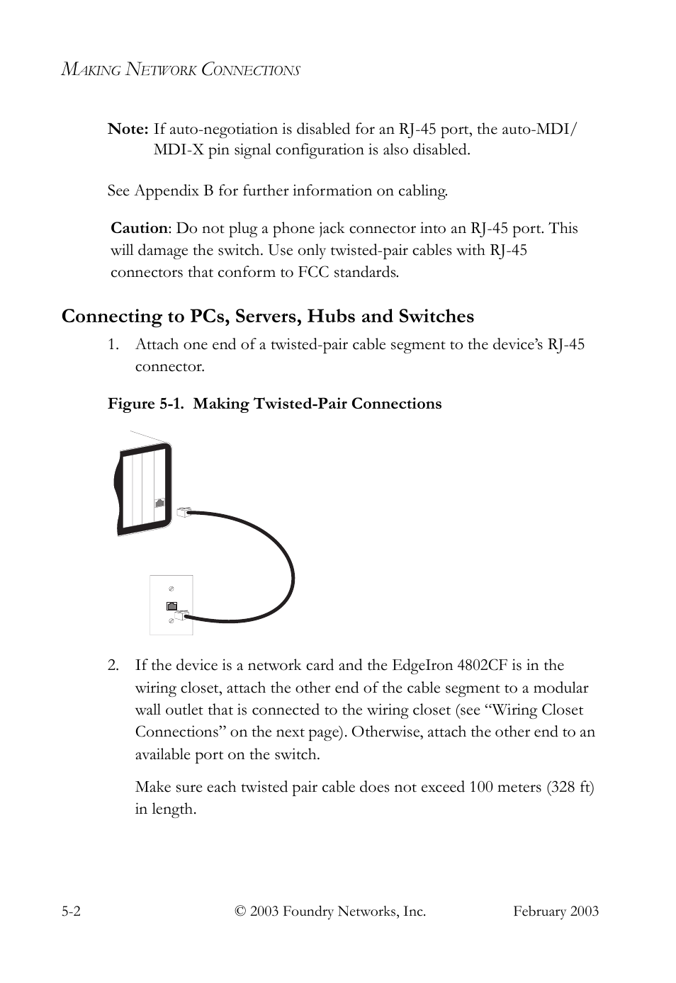 Connecting to pcs, servers, hubs and switches, Connecting to pcs, servers, hubs and switches -2 | Foundry Networks OSI User Manual | Page 38 / 66