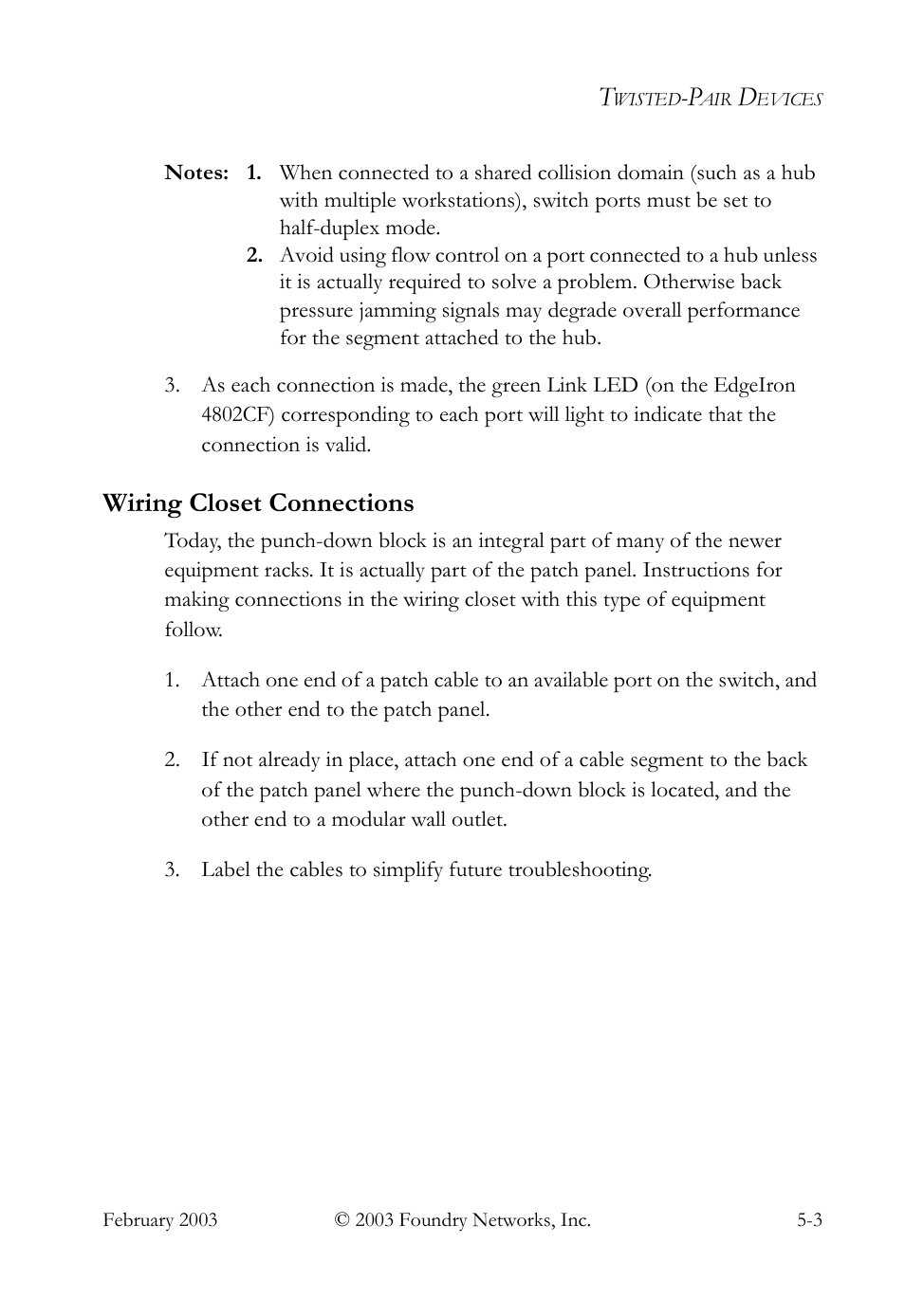 Wiring closet connections, Wiring closet connections -3 | Foundry Networks OSI User Manual | Page 39 / 66