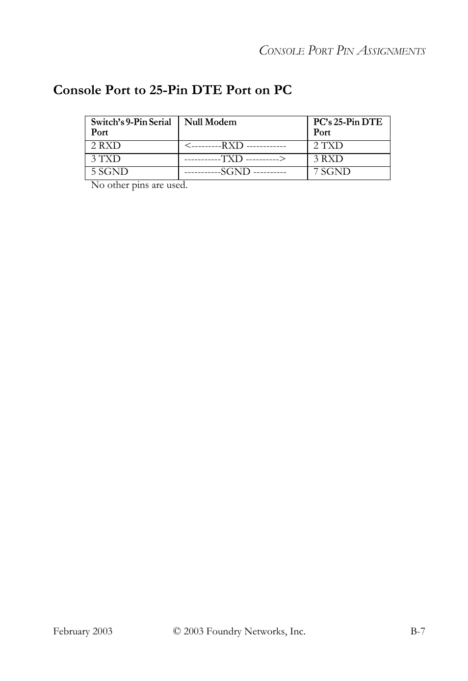 Console port to 25-pin dte port on pc | Foundry Networks OSI User Manual | Page 49 / 66