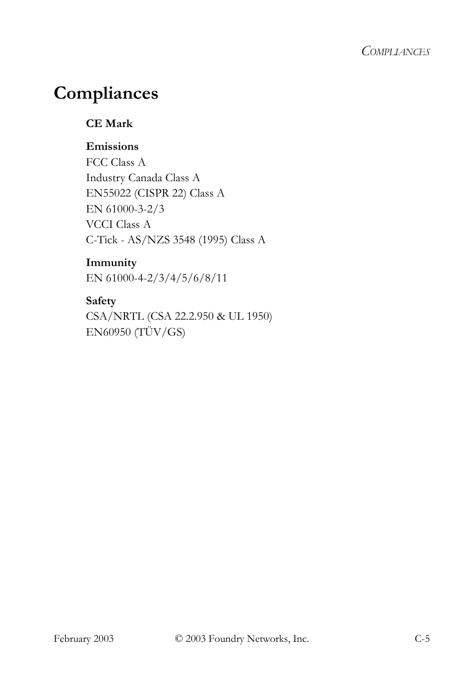 Compliances | Foundry Networks OSI User Manual | Page 55 / 66