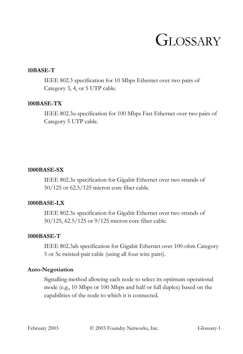 Glossary, Lossary | Foundry Networks OSI User Manual | Page 57 / 66