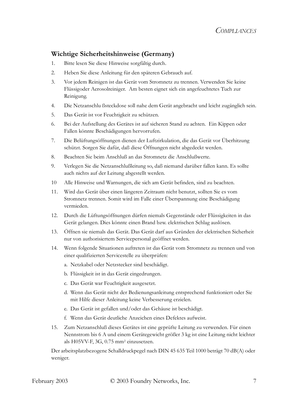 Wichtige sicherheitshinweise (germany) | Foundry Networks OSI User Manual | Page 7 / 66