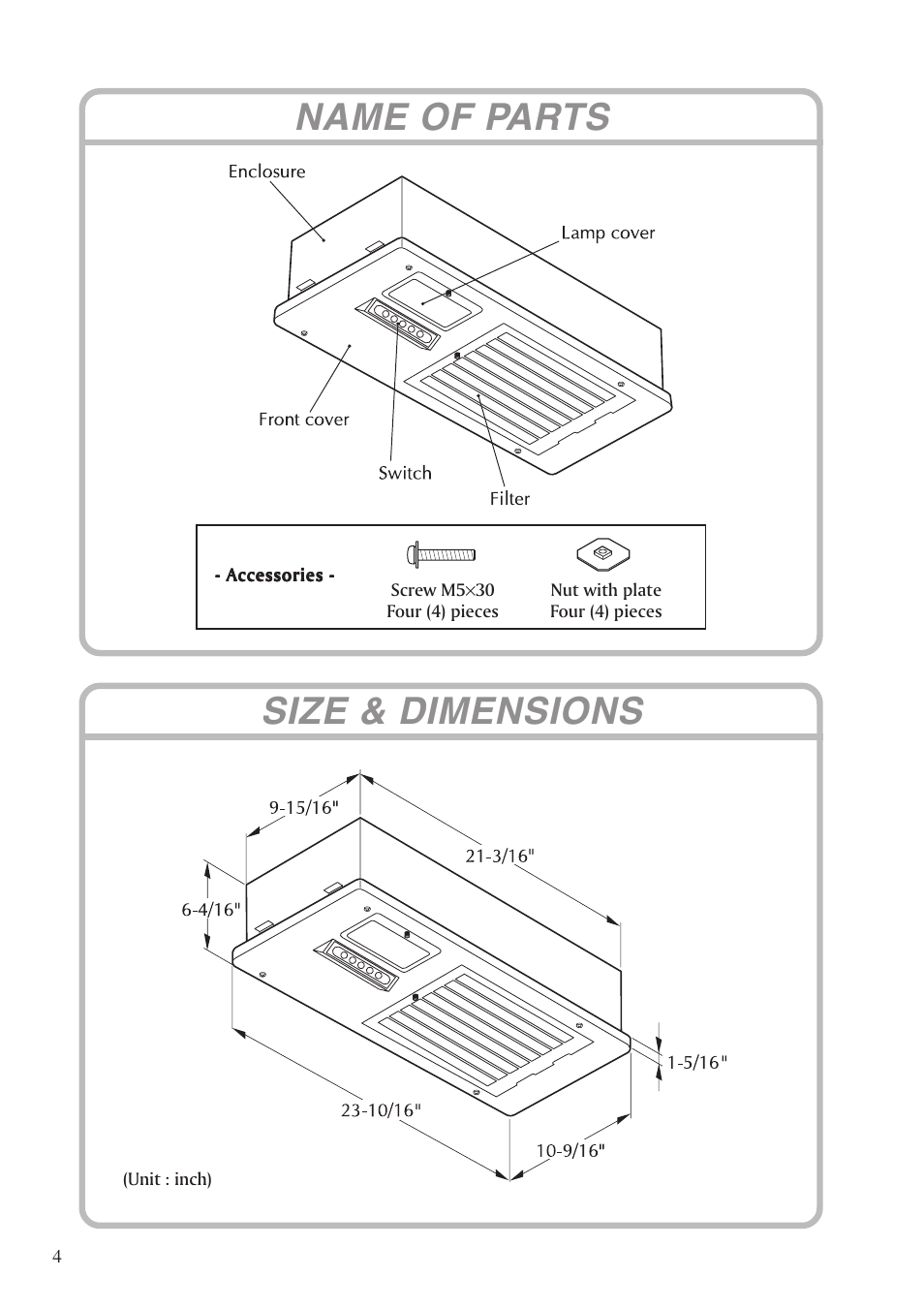 Name of parts size & dimensions | Fujioh BUF-03R User Manual | Page 4 / 15