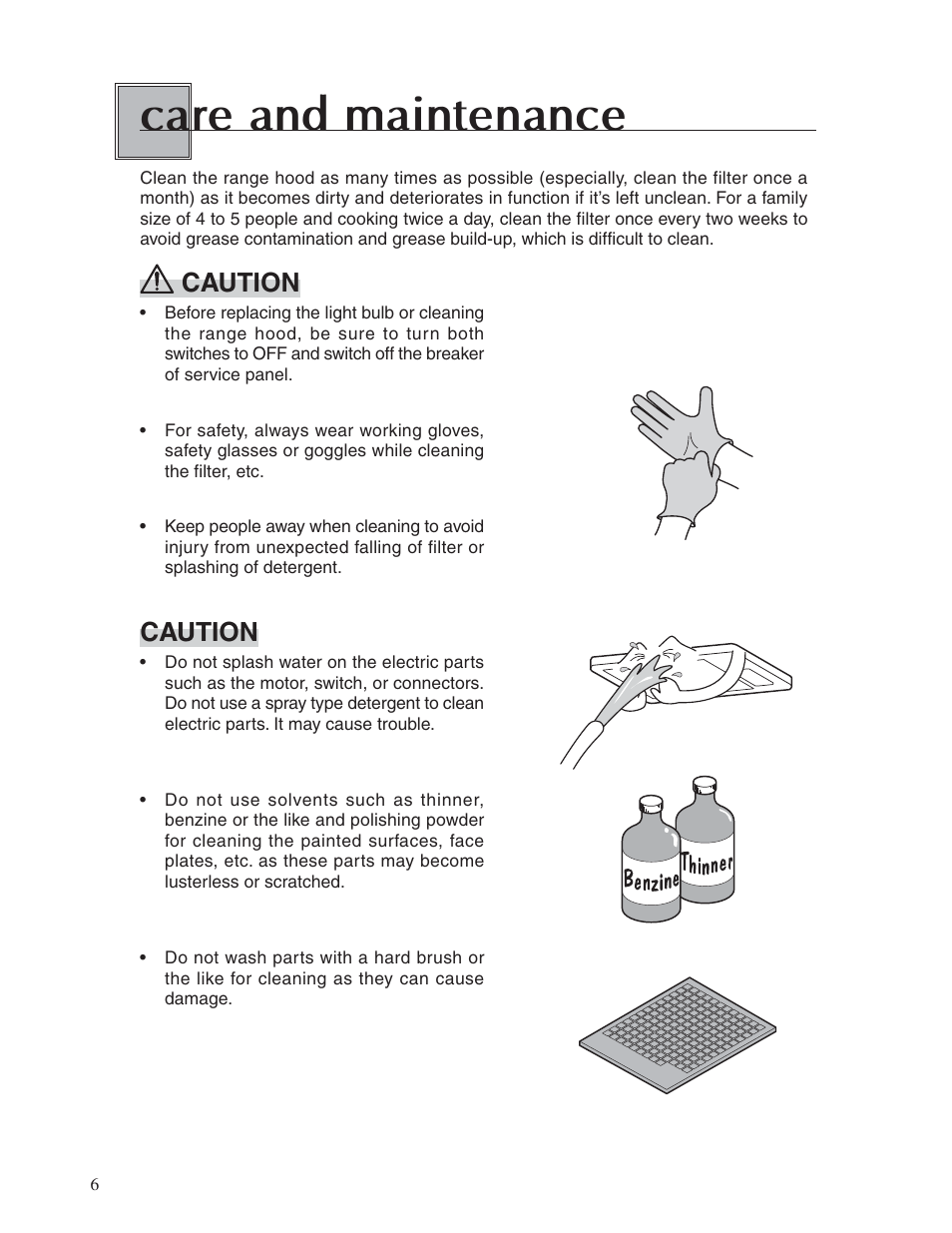 Care and maintenance, Caution | Fujioh BUF-04J User Manual | Page 6 / 12