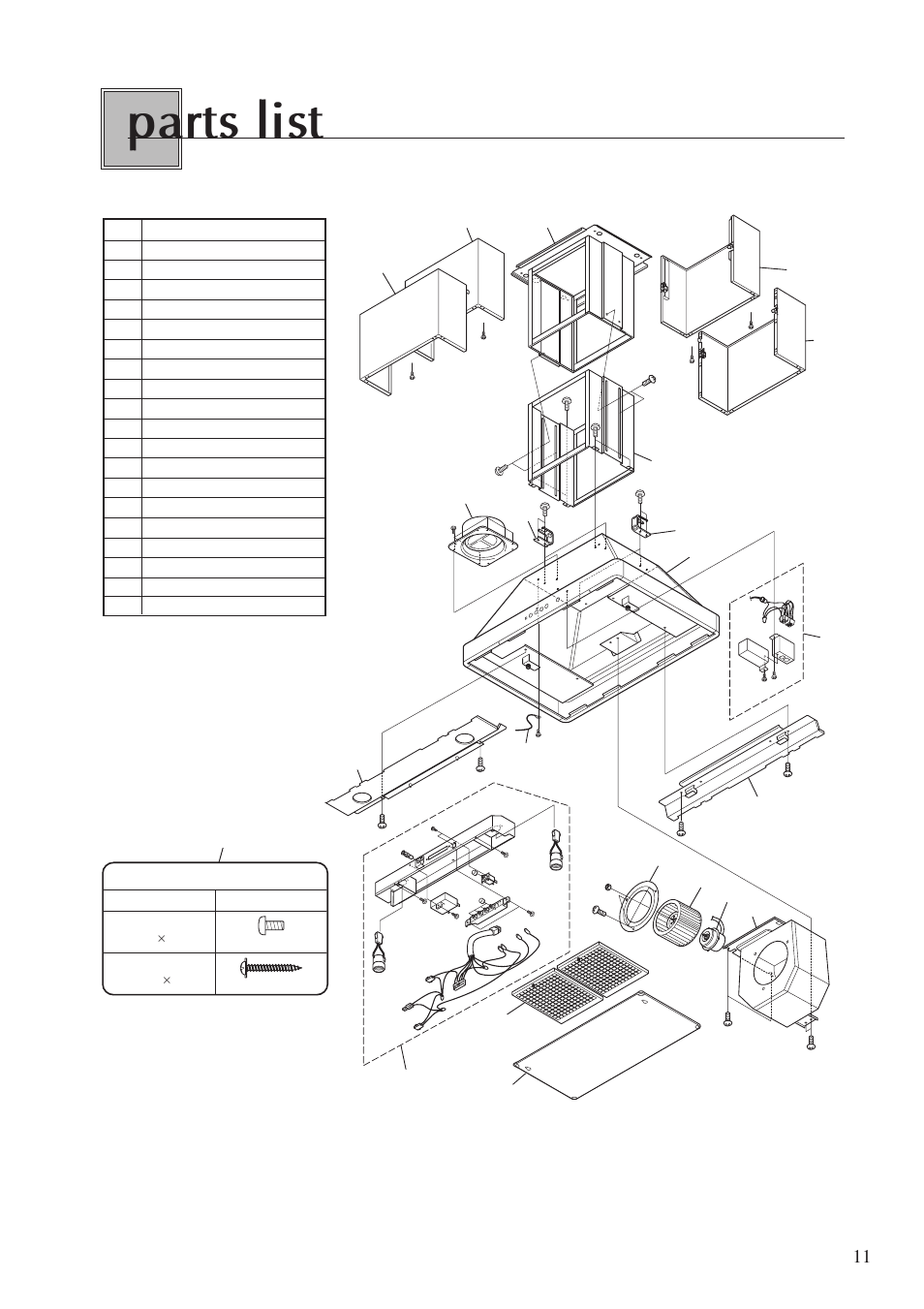 Parts list | Fujioh ECP-360 User Manual | Page 11 / 12
