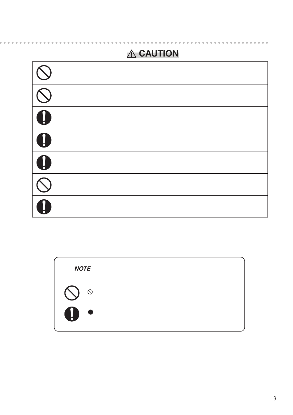 Caution | Fujioh ECP-360 User Manual | Page 3 / 12