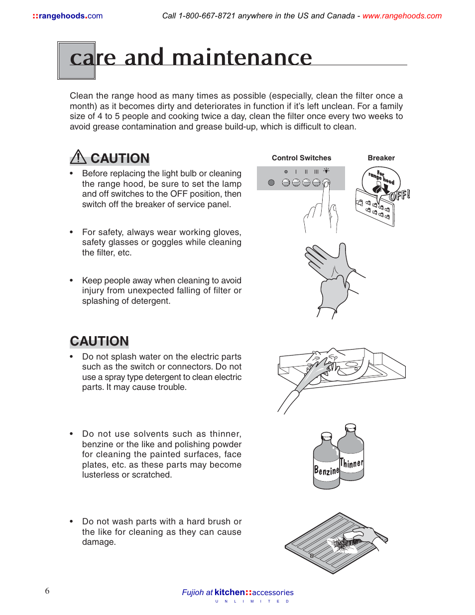 Care and maintenance, Caution | Fujioh BUF-011 User Manual | Page 6 / 12